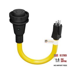 15A Male 110V House Plug to 30A Twist Lock Female Dogbone Adapter RV