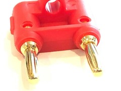 Red Dual Banana Plug 2 Conductor Terminal Gold Plated Speaker Connector