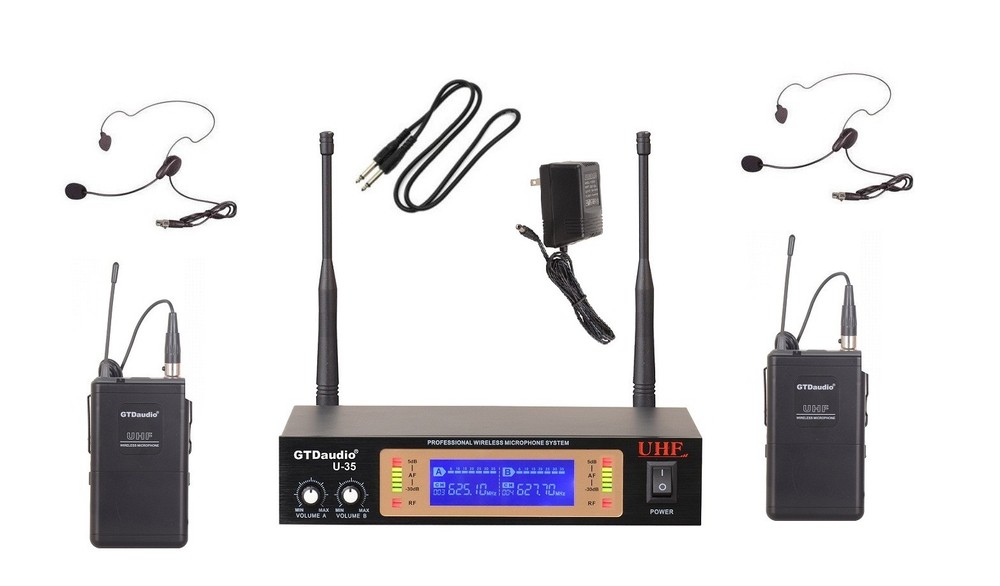 GTD Audio 2Ch UHF Lavaliere Wireless Microphone Mic System NEW 35LL