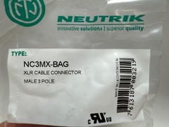 NEUTRIK NC3MX-BAG 3-Pin XLR Male Cable Mount Connector Black 3 Pole