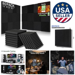 Eco-Friendly 80 Pack Sound Absorbing Foam Panels 1″x12″x12″ – Safe & Effective