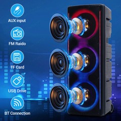 Triple 10″ Woofer Bluetooth Speaker Rechargable For Party Sound FM Karaok DJ AUX