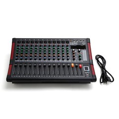 16DSP Power Mixer Professional Mixing Amplifier 12 CH w/ USB Slot TRS Bluetooth