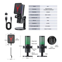 USB Condenser Microphone Gaming Mic For PC Mac USB-C Samsung iPhone 16/15 PS4/5