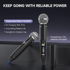 Dual Channel Wireless Microphone System, MELONARE Auto-Scan Professional Cord…