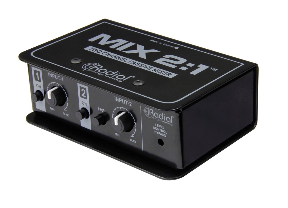 Radial MIX2.1 2-Ch Stereo to Mono Mixer Passive TRS and XLR Inputs/Output