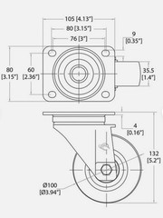 4 Pack Penn Elcom W9000Z 4″ Swivel Caster 330 lb