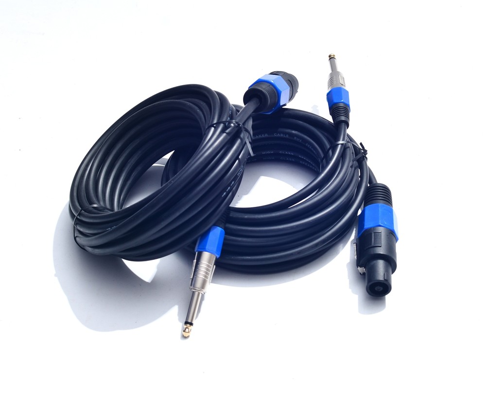 2pack 25 ft Speakon to 1/4″ Male Speaker Cables, Professional Audio Amplifier