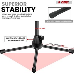 5 Core Microphone Stand 2Pc Floor Adjustable w Telescoping Metal Boom Arm