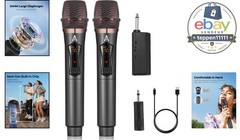 Wireless Microphones Dynamic System Rechargeable Receiver 200ft Range