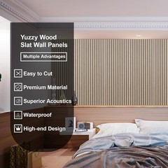 Yuzzy Wood Panels for Wall and Ceiling – 108 x 11 Inch Wood Slat Acoustic Pan…