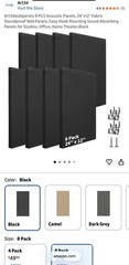 8 PCS Acoustic Panels 24“x12“ Fabric Easy-Hook Mounting Soundproof Wall Panels