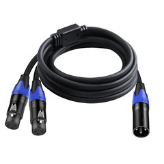 (10 Ft-1Pack) 1 Male to 2 Female XLR Y Splitter Micrphone Cable, 3Pin Male to Du