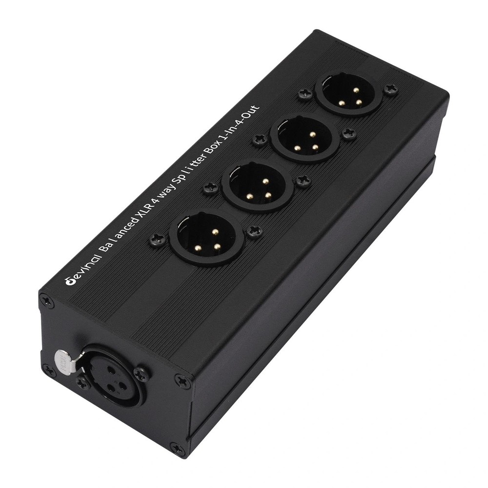 1-IN-4-OUT XLR Audio Splitter Box ; XLR 1 Female to 4 Male Balanced Converter…