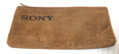 Sony Suede Microphone Zippered Bag Pouch Tan 7 Inch Wide Vintage