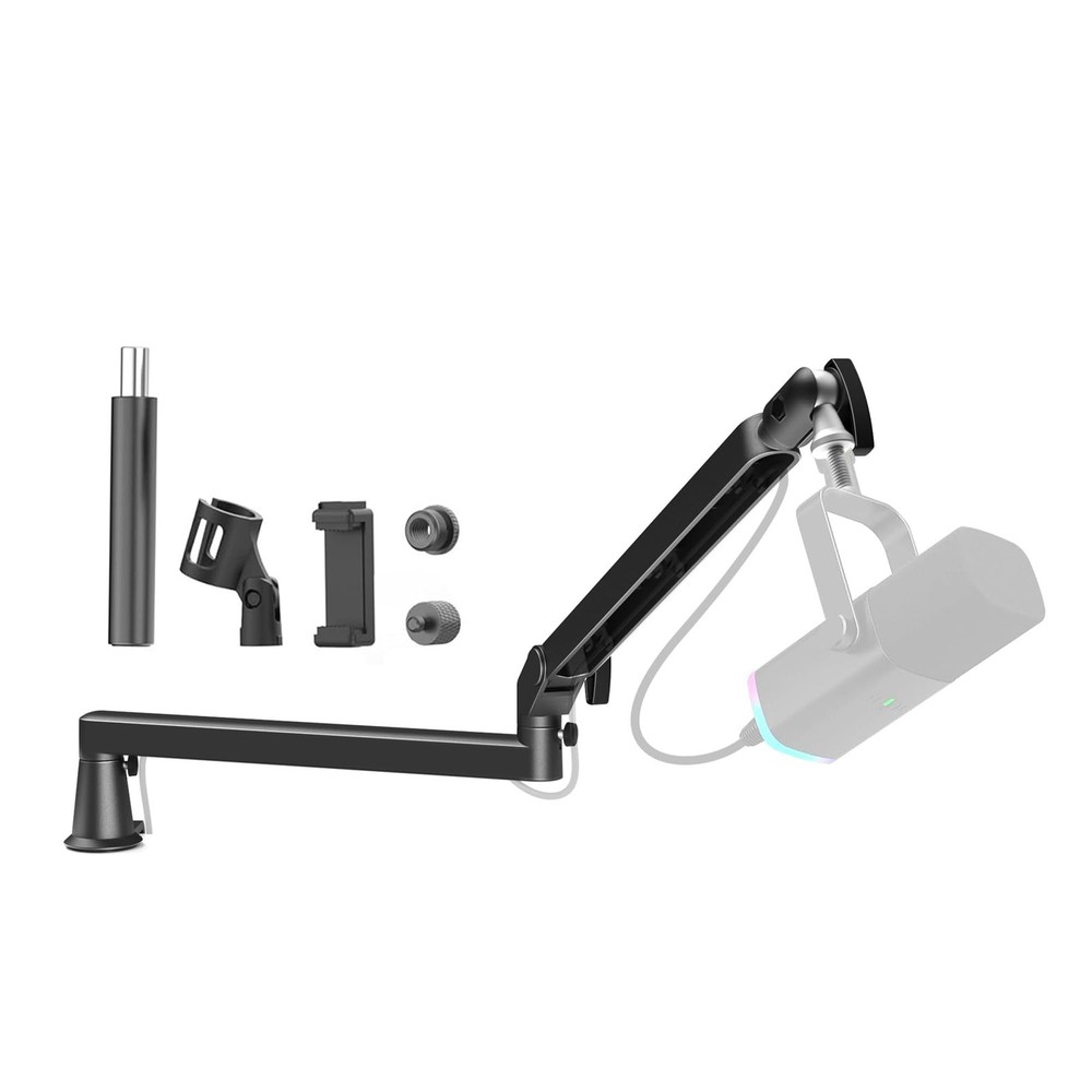Low Profile Mic Arm 15cm Extra Riser Adjustable Mic Boom Arm Metal Desk Mount…