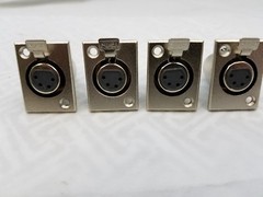 4 (LOT) 4 PIN XLR FEMALE PANEL CHASIS MOUNT JACK, SIVER COLOR