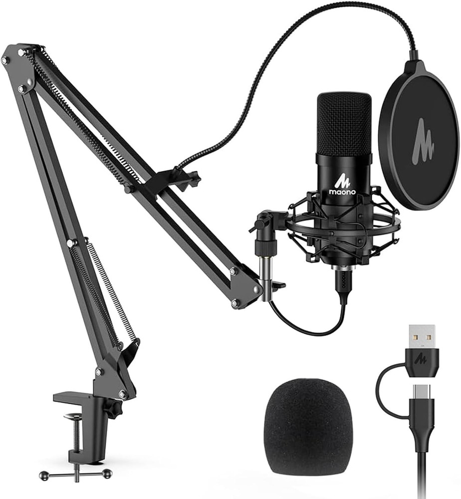 USB Microphone, MAONO 192KHZ/24Bit Plug & Play PC Computer Podcast Condenser Car