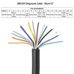 1ft Feet 30cm/12 16 Pin J1962 OBD OBDII OBD2 1x Female Connector Pigtail