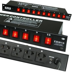 2x EMB EBW10 10 Outlets Rack Mount Power Supply AC 110V/220V Surge Protector