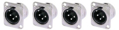 (4 Pack) Neutrik NC3MD-L-1 3 Pin Male XLR Panel Connector Nickel Silver Contact