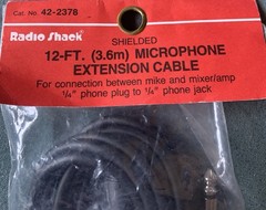 Radio Shack Microphone Extension Cable 42-2378 ~ 12ft (3.6M) New In Package NOS