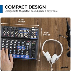 Gemini 12-Channel DJ Audio Mixer with Multi-FX, USB, EQ & Phantom Power – Studio