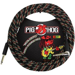 Pig Hog Right Angle Instrument Cable 20 ft. Rasta Stripes