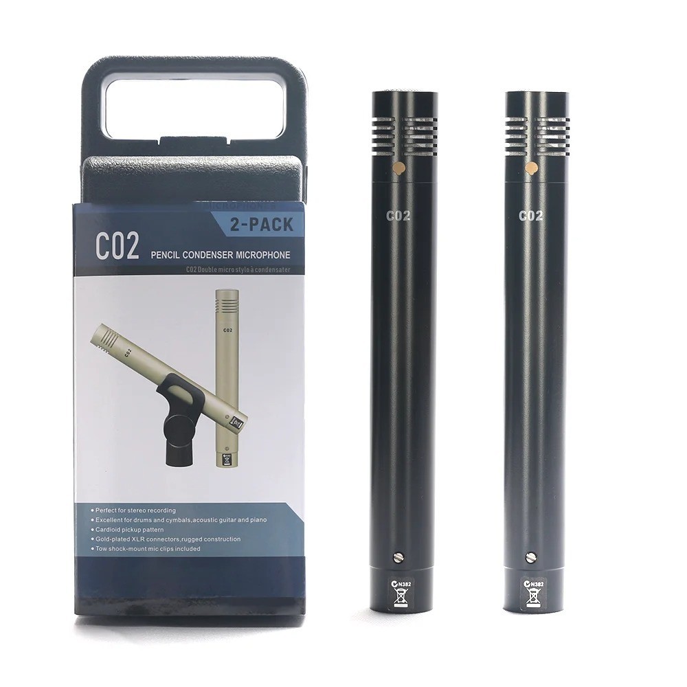 C02 Condenser Pencil Microphone Pair Small Diaphragm Studio Mic Set