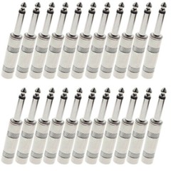 20Pcs 1/4 MONO TS Heavy Duty Male Audio Speaker Guitar Cable Connector Plug Jack