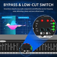 Graphic Equalizer 15-Band Stereo EQ for Home Audio, Dual Channel Professional DJ