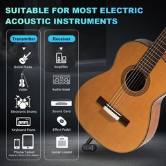 A14 Wireless Guitar System, 2.4GHz Rechargeable Transmitter Receiver, 24-bit …