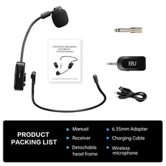 2.4G Wireless Headset Mic and Handheld Mic 2 in 1, 30m Stable Transmission, D…