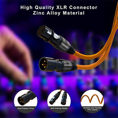 XLR Cables, Microphone Cable 25Ft 10 Pack, XLR Male to Female Gold-Plated 3-Pins