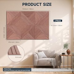 Acoustic Wall Panels 6 Pack, 72“x48” 3D 72 X 48 Inches #030 Medium Brown Oak