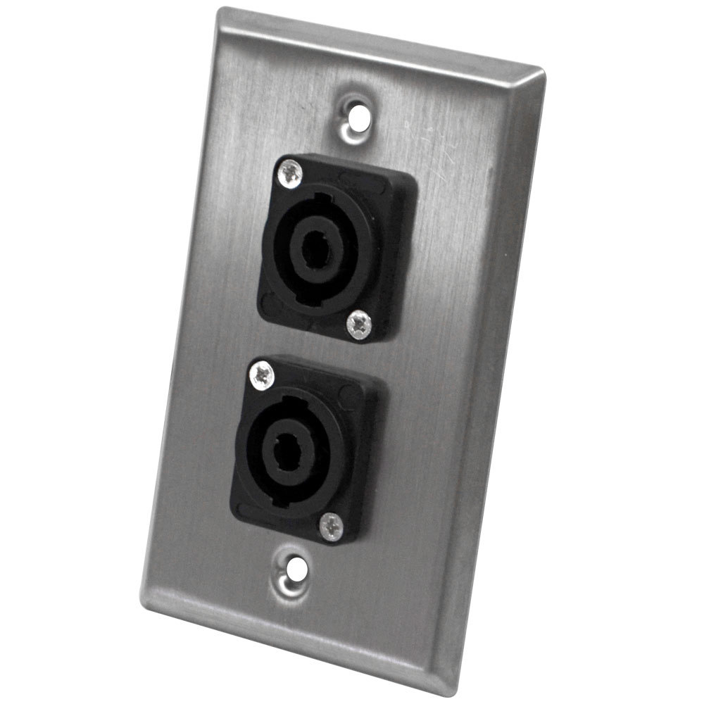 Seismic Audio – Stainless Steel Wall Plate – Dual 4 Pole Speakon Connectors