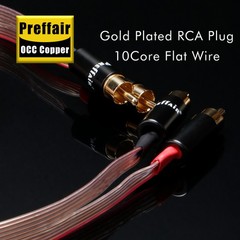Pcs 8N OCC Copper Flat Ribbon RCA Cable Signal Cord with Gold Plated Plug