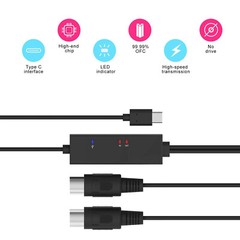 DOREMIDI MIDI to USB C Type-C Interface Cable Adapter 5 Pin Input&Output US