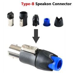 2X Speakon 4 Pole Plug Speaker Audio Cable Connector Red Yellow Blue Green Black