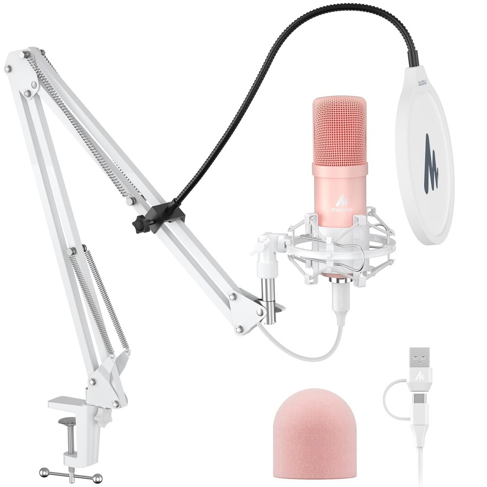 USB Microphone, 192kHz/24bit Plug & Play PC Computer Podcast Condenser Cardioid