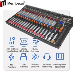 Pro 16 Channel Power Mixer Audio Mixing Console 16 DSP w/USB 110-220V Bluetooth