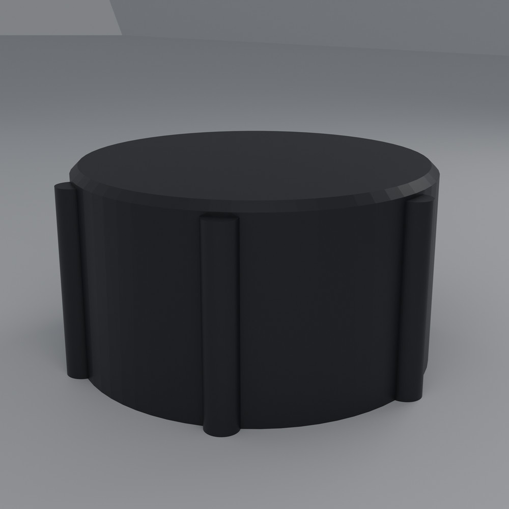 3D Printed Control Knob Knurled 6.35mm D-Shaft Bore Black PETG