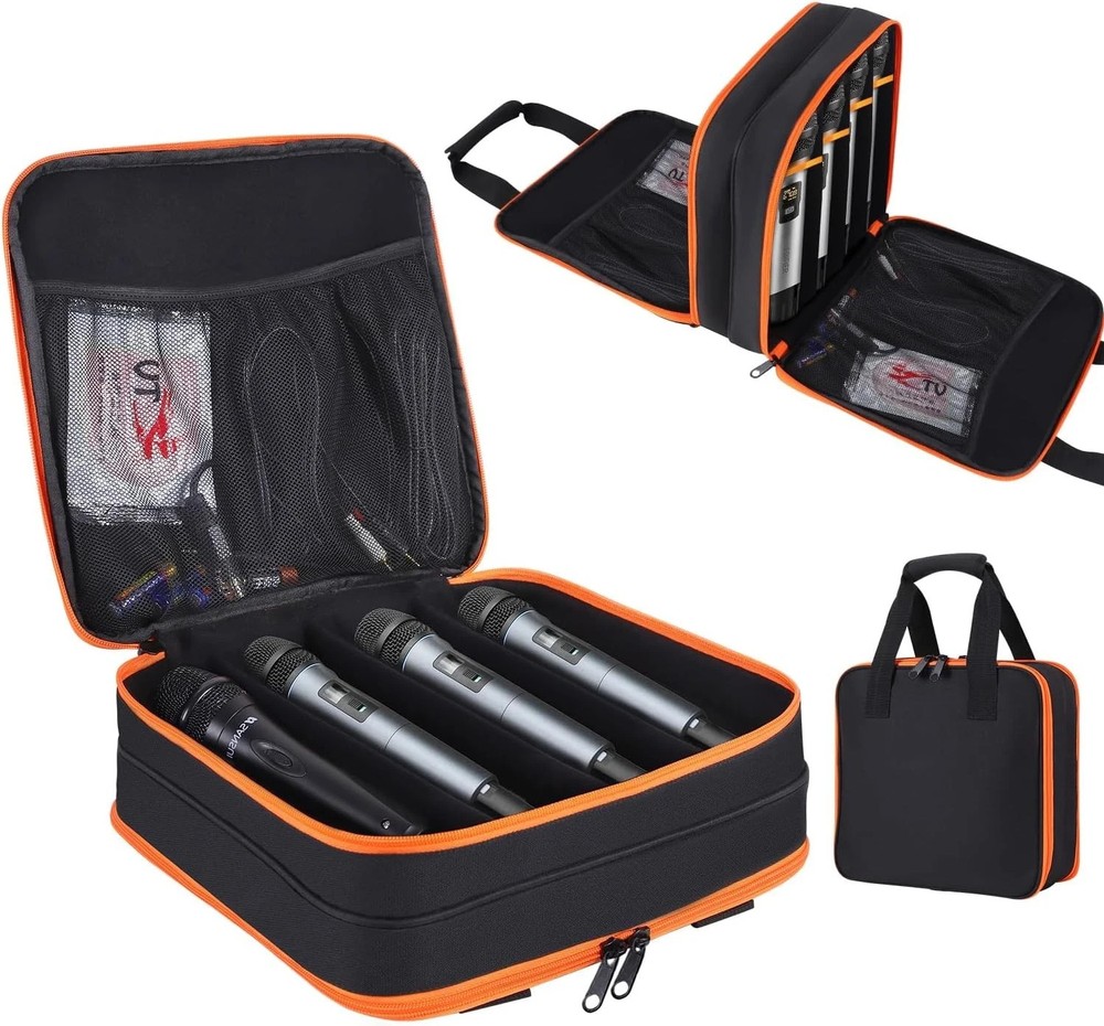 Microphone Case,Wireless Microphone Bag,Portable Storage Case,8 Slots Mic Car…