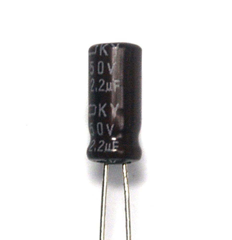 100pc Electrolytic Capacitor KY 2.2uF 50V +105℃ 5000hr Nippon Chemi-Con 5x11mm
