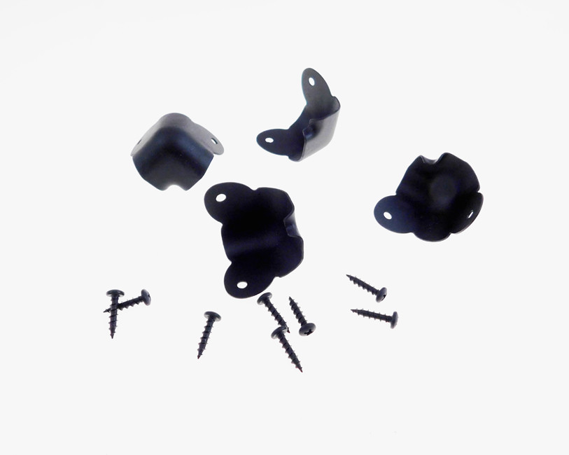 4 Pack Reliable Hardware Metal Cabinet Corners- Two Leg W/Lip- Black RH-1520TB