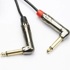 1/4 TRS Right Angle to Dual 1/4 TS Right Angle Stereo to Mono Splitter Y Cable
