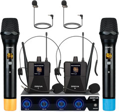 4-Channel Pro Wireless Microphone System for Karaoke & Church Events