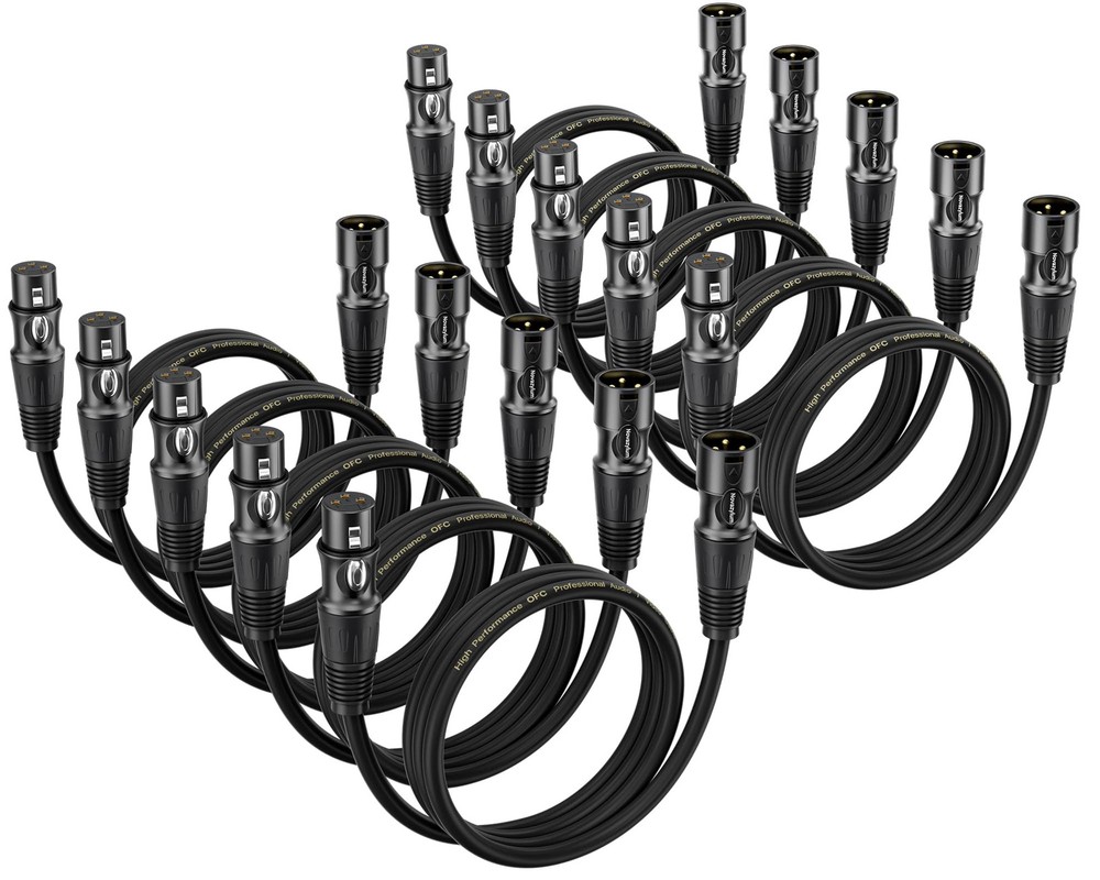 XLR Cables 1.5 Ft 10 Packs Male to Female Microphone Cable with 3Pin Balance…