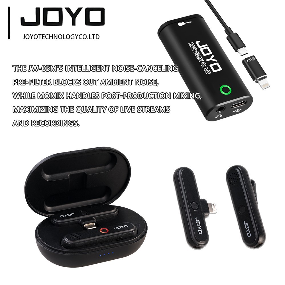 JOYO Live Streaming Recording Kit Wireless Noise Cancelling Mic, 48V Audio Mixer