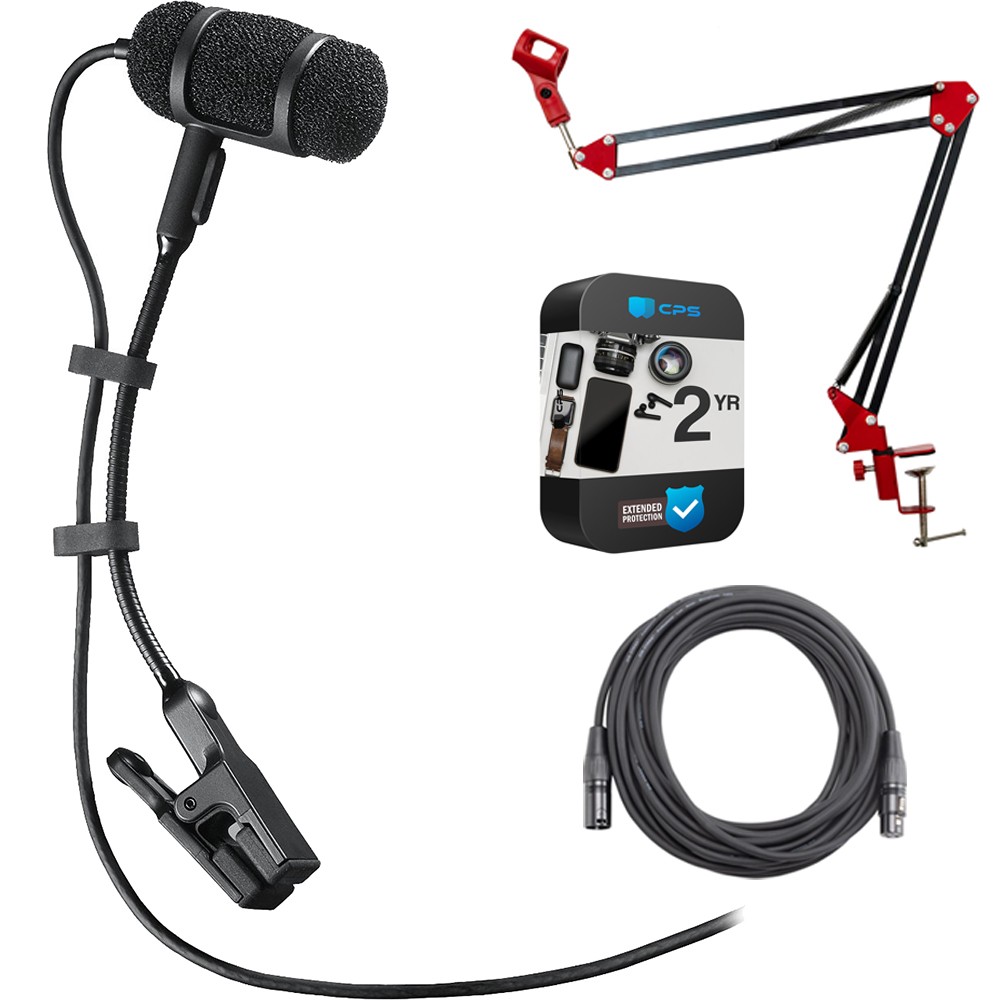 Audio-Technica Cardioid Condenser Clip-on Instrument Mic w/ Warranty Bundle